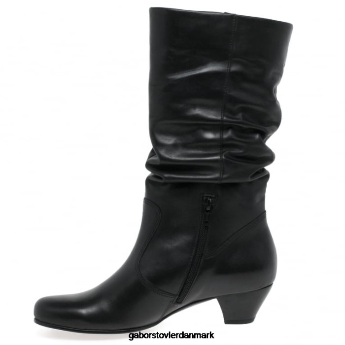 Gabor Kvinder rachel læder støvler med bred pasform 4T2H6262 fodtøj sort
