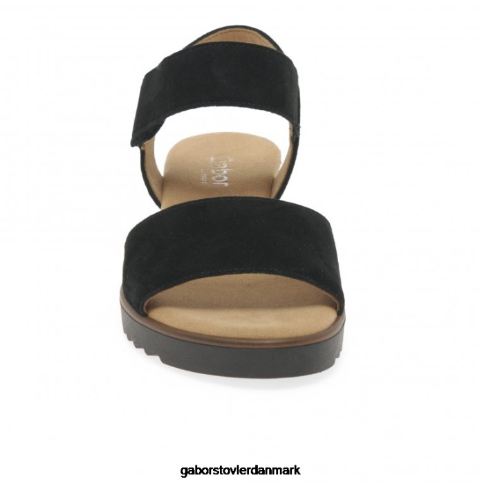 Gabor Kvinder raynor sandaler 4T2H6166 fodtøj sort ruskind/leopard