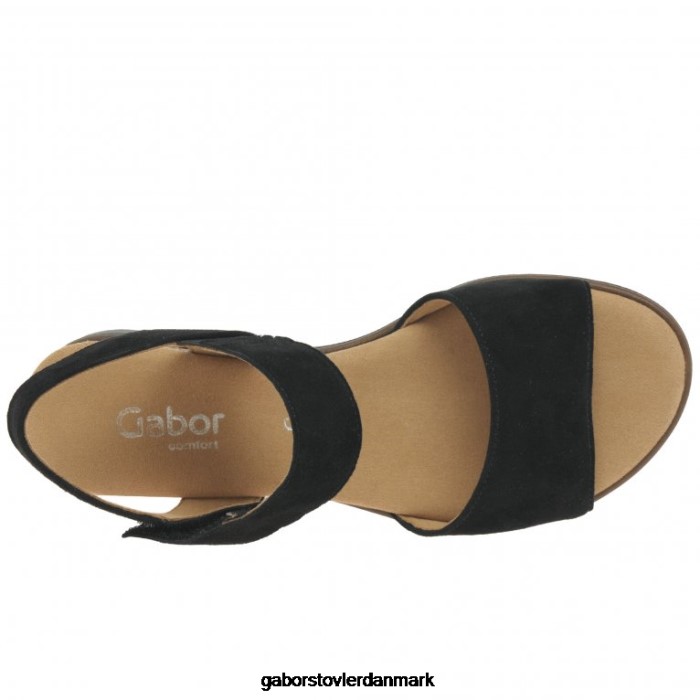 Gabor Kvinder raynor sandaler 4T2H6166 fodtøj sort ruskind/leopard