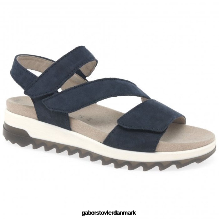 Gabor Kvinder sandaler med lav hæl med stropper 4T2H6171 fodtøj blå nubuck