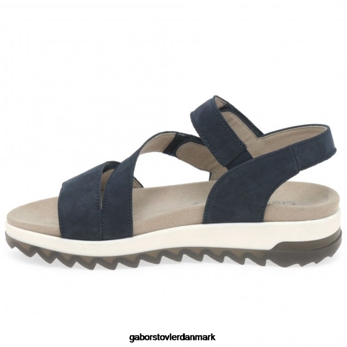 Gabor Kvinder sandaler med lav hæl med stropper 4T2H6171 fodtøj blå nubuck