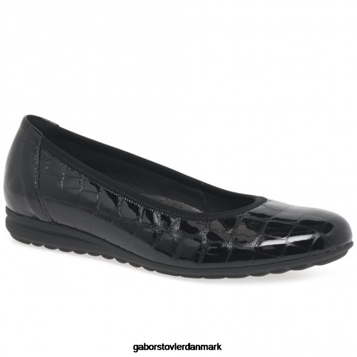 Gabor Kvinder splash casual ballet pumps 4T2H6103 fodtøj sort krokodille patent