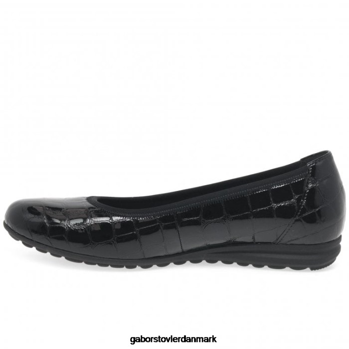 Gabor Kvinder splash casual ballet pumps 4T2H6103 fodtøj sort krokodille patent