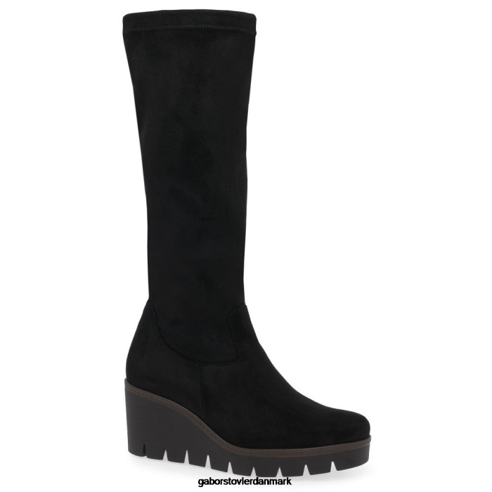 Gabor Kvinder unite m knæhøje støvler 4T2H6279 fodtøj sort mikrovelour
