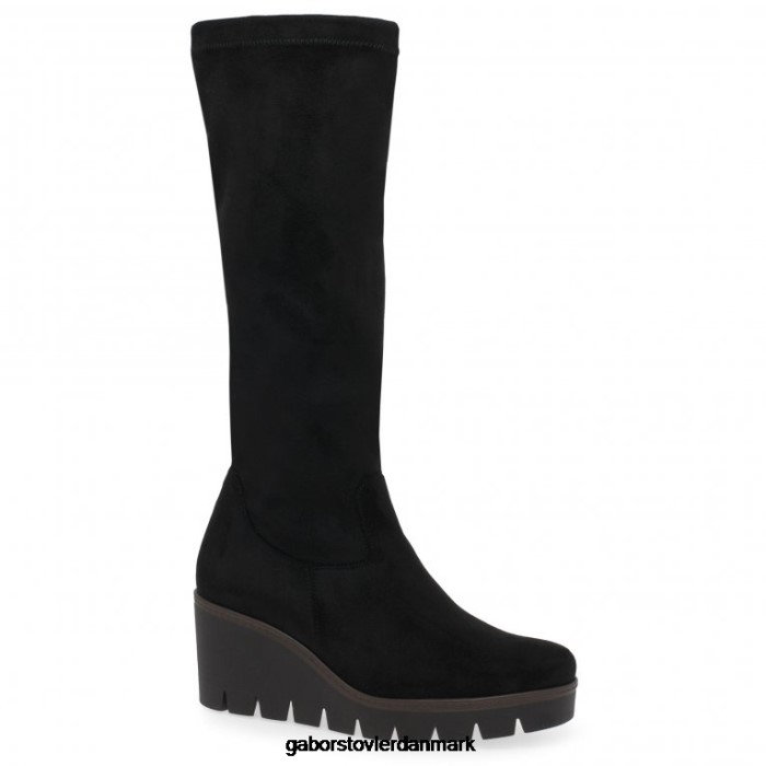 Gabor Kvinder unite m knæhøje støvler 4T2H6279 fodtøj sort mikrovelour