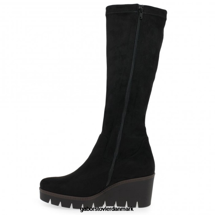 Gabor Kvinder unite m knæhøje støvler 4T2H6279 fodtøj sort mikrovelour