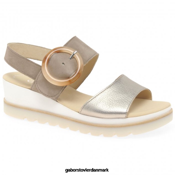 Gabor Kvinder yeo sandaler med kilehæl 4T2H6155 fodtøj puder metallic/kanin ruskind