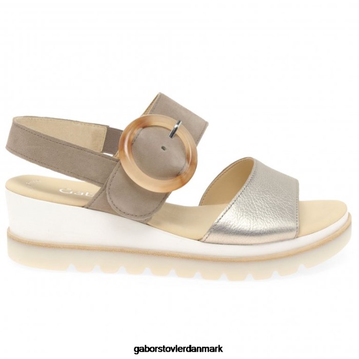 Gabor Kvinder yeo sandaler med kilehæl 4T2H6155 fodtøj puder metallic/kanin ruskind