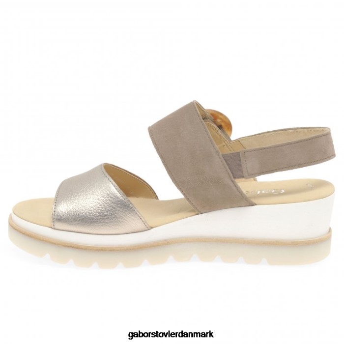 Gabor Kvinder yeo sandaler med kilehæl 4T2H6155 fodtøj puder metallic/kanin ruskind