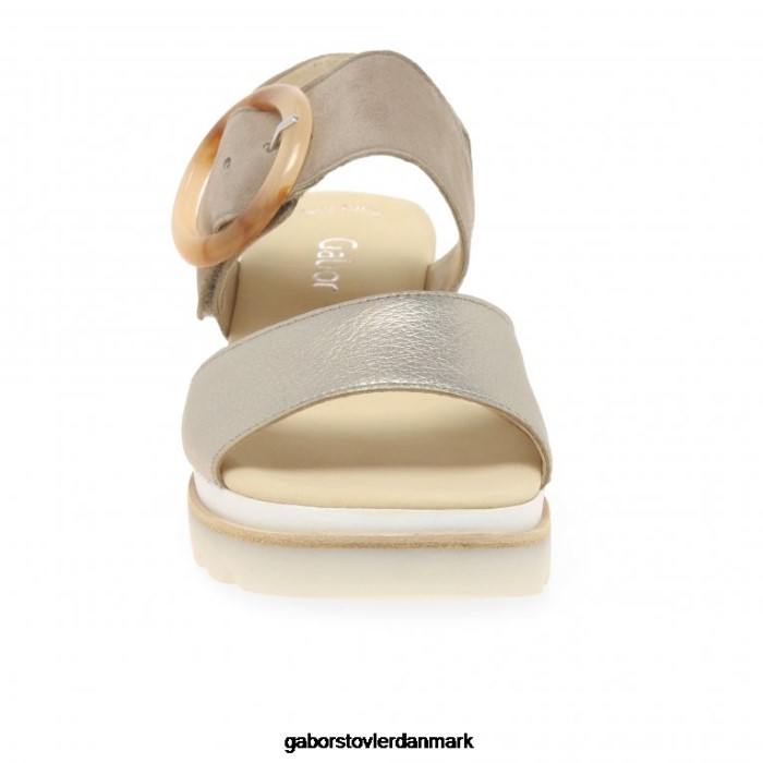 Gabor Kvinder yeo sandaler med kilehæl 4T2H6155 fodtøj puder metallic/kanin ruskind