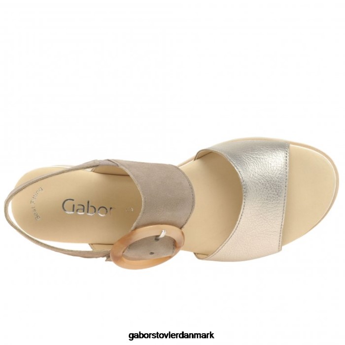 Gabor Kvinder yeo sandaler med kilehæl 4T2H6155 fodtøj puder metallic/kanin ruskind
