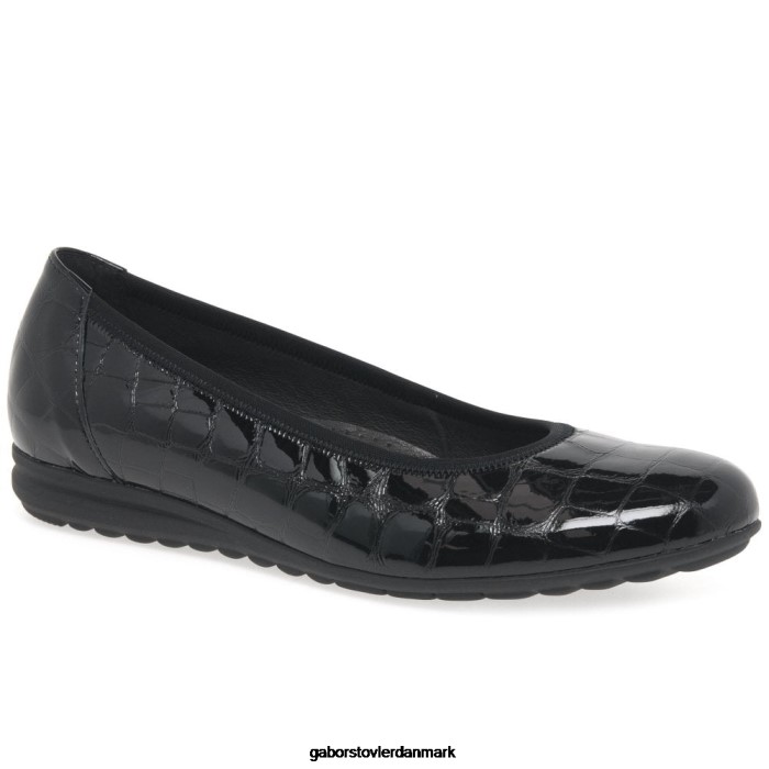 Gabor Kvinder splash casual ballet pumps 4T2H6103 fodtøj sort krokodille patent