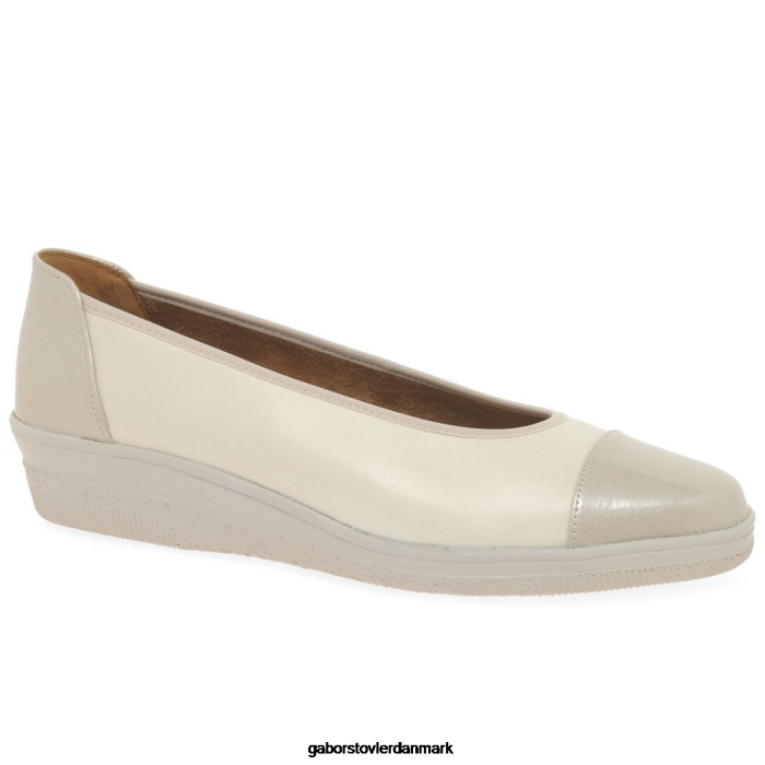 Gabor Kvinder petunia patent accent lavhælede pumps 4T2H6116 fodtøj elfenben/puder patent