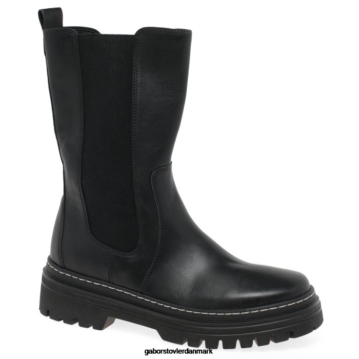 Gabor Kvinder gaby kalvlange støvler 4T2H6259 fodtøj sort/hvid søm